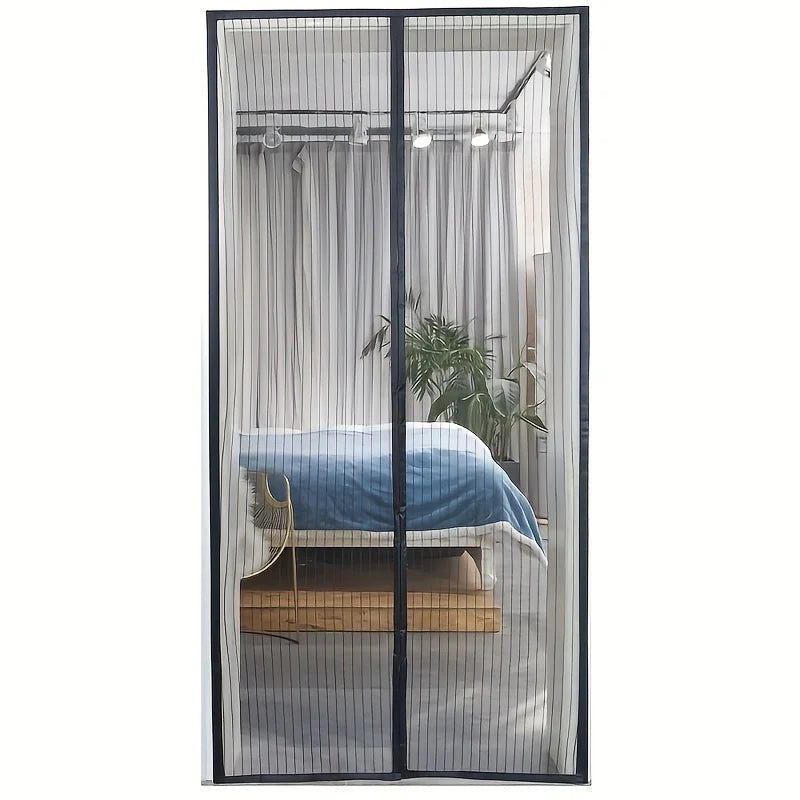 rideau porte magnétique noir maille fine 90cm 210cm anti insectes moderne toute saison