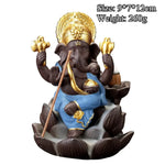 statue ganesh pierre beige texture granulée indien cendrier fixations traditionnel
