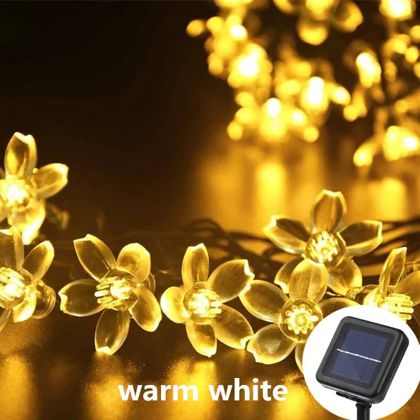 guirlande lumineuse solaire fleurs blanc multicolore moderne piquet panneau solaire extérieur nocturne led jardin