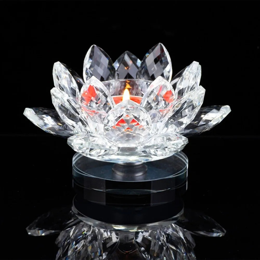 bougie fleur lotus violet rose bleu jaune transparent brillante moderne élégante base noire