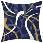 housse coussin bleu marine motif géométrique feuilles palmier sweet moderne minimaliste polyester