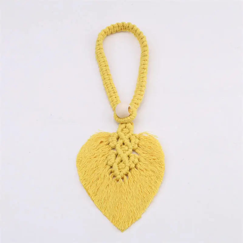 rideaux macramé boho franges beige vert gris jauneclair