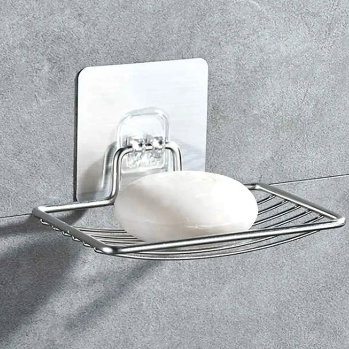 porte savon mural argenté moderne grille métallique adhésif salle bain drainage savon contemporain qualitéinox