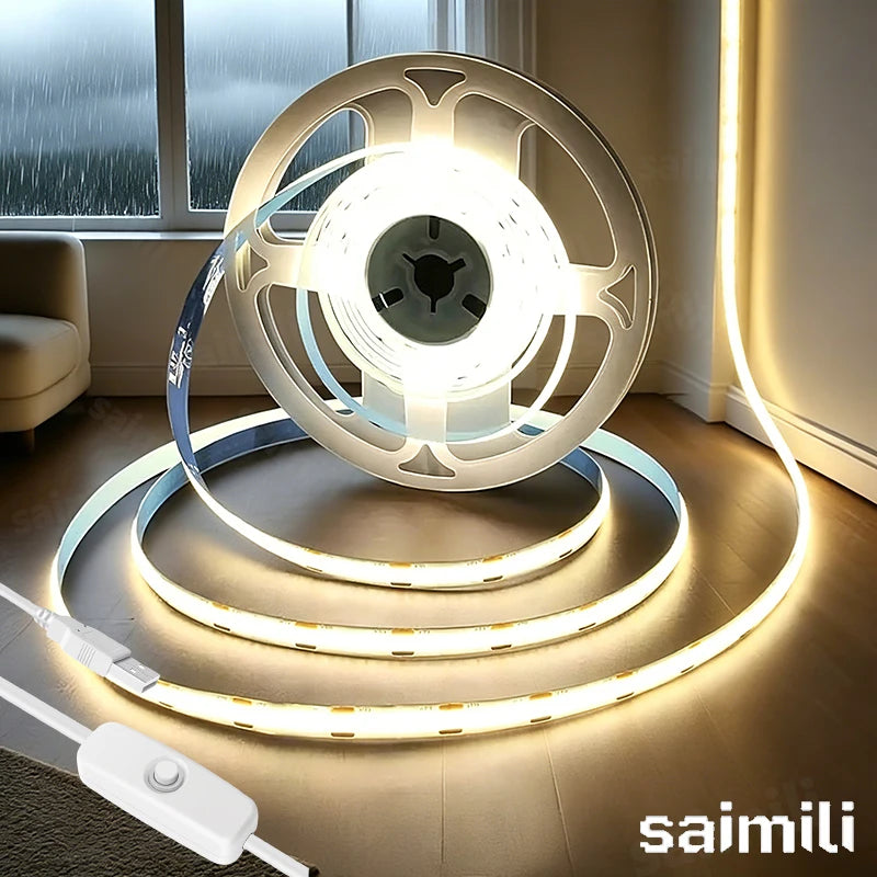 ruban led flexible blanc chaud moderne adhésif usb interrupteur deco chambre salon étanche