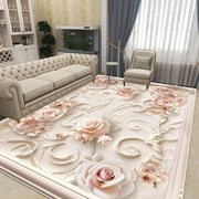 tapis fleuri polyester lavable antidérapant grande taille motifs floraux 3d