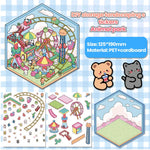 stickers 3d maison poupées animées rose blanc vert décoration enfant crafting mignon detalles adhesifs