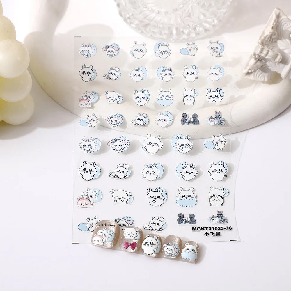 sticker adhésif chat mignon transparent kawaii dessin animé blanc gris rose