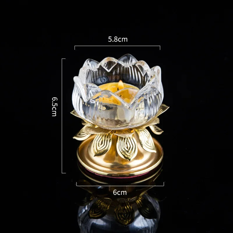 bougeoir verre fleur lotus rose jaune bleu vert rouge relief doré artisanal table centre
