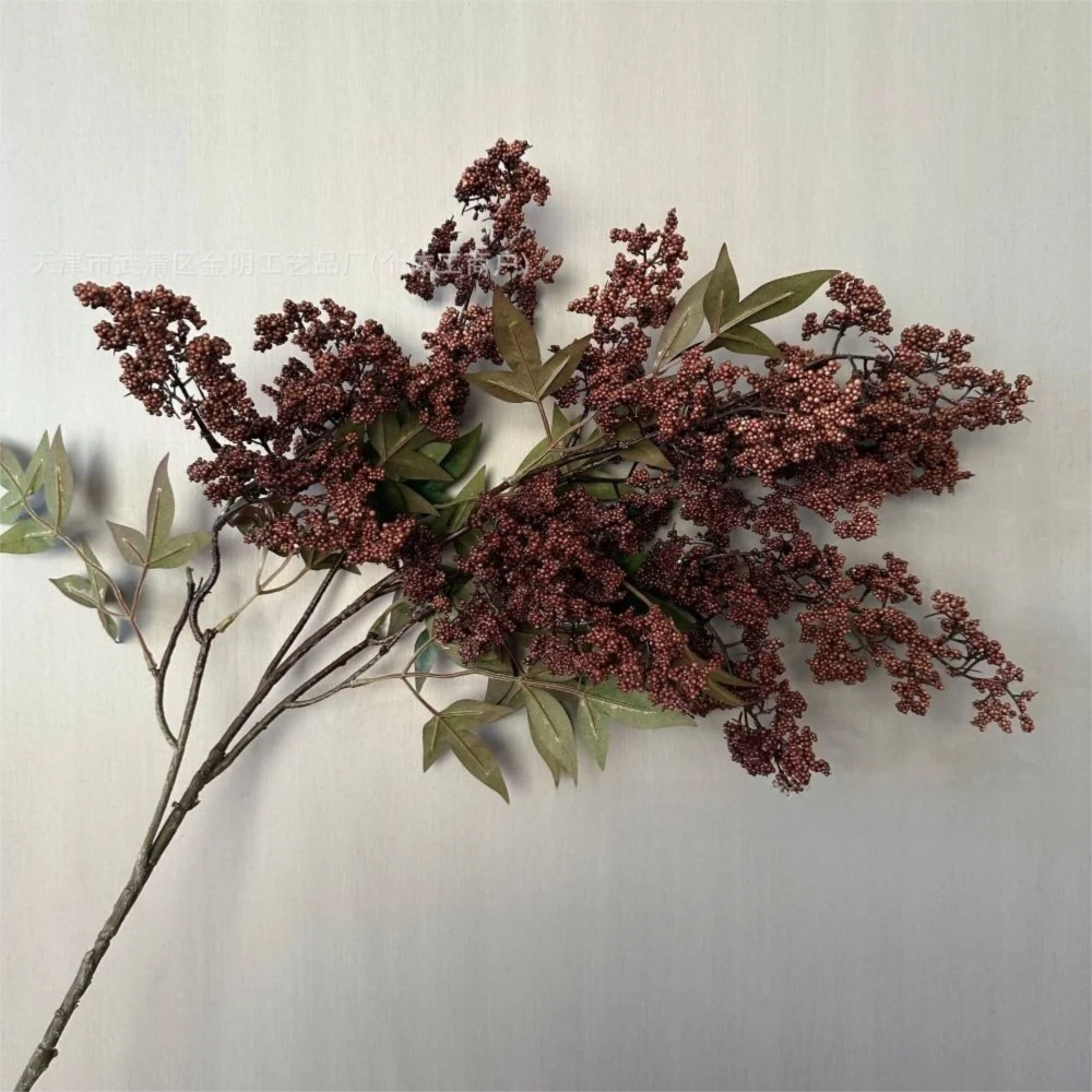 bouquet artificiel rouge foncé vert clair naturel intérieur décoration maison vaseolvablescss