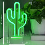 lampe néon cactus verte moderne minimaliste alimentée usb batterie lumière ambiance chambre entrée
