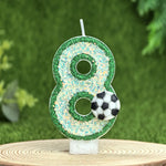 bougies chiffres paillettes football anniversaire decoration verte blanche noire bleue thèmes sportifs numerotees opaque