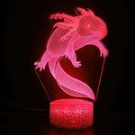 lampe led 3d axolotl change couleur télécommande rose bleu rouge vert