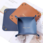 porte bijoux pliable simili cuir moderne bleu rose violet noir blanc minimaliste dorés 15x15cm