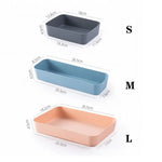 boîtes rangement bleu rose gris blanc modernes empilables opaques lisses multifonctions
