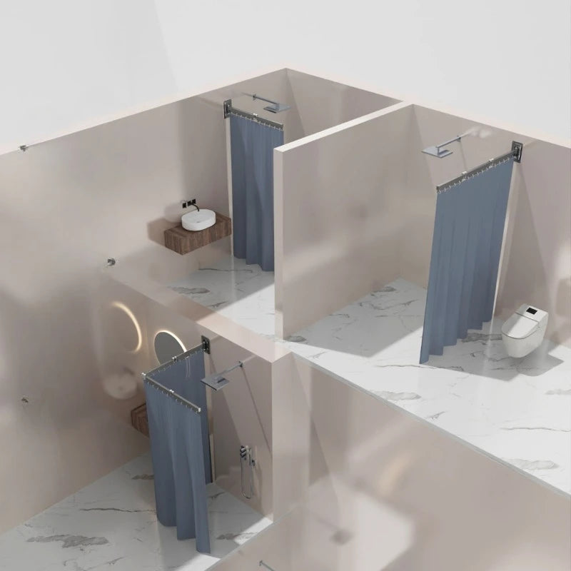 rideau douche gris rayures moderne polyester opaque salle bain classique