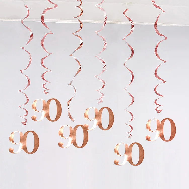 décoration anniversaire guirlande spirale rose doré moderne fête 21 30 40 50 années