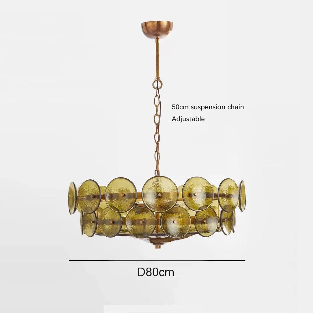 lampe suspendue moderne salon étude verte orange verre translucide circulaire chambre