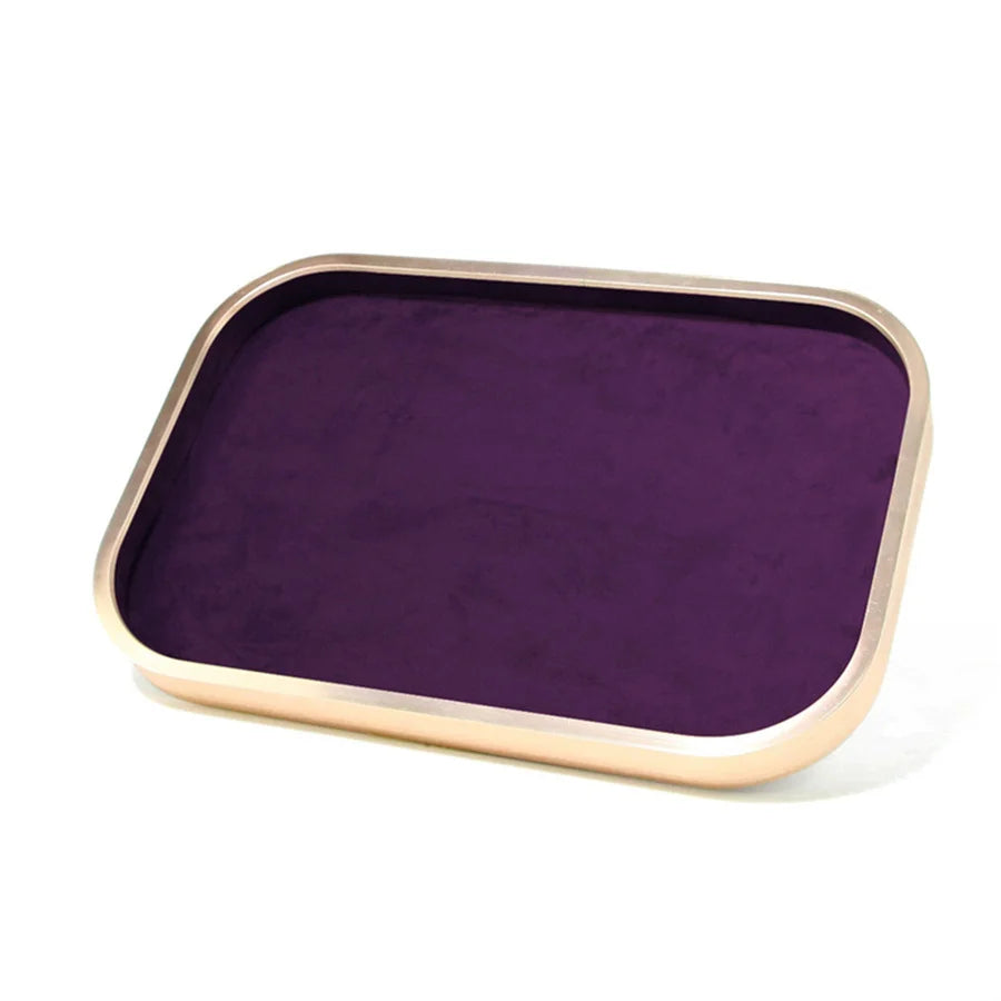 boîte bijoux velours violet moderne rangement colliers pendentifs boucles doreilles bracelets 30x20cm
