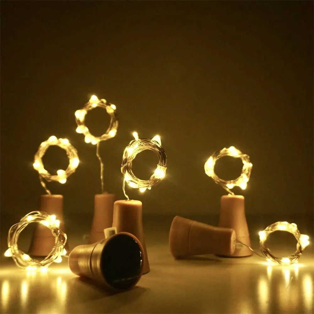 guirlande lumineuse solaire 10 led forme capuchon bouteille or noir blanc festiveextérieur moderne