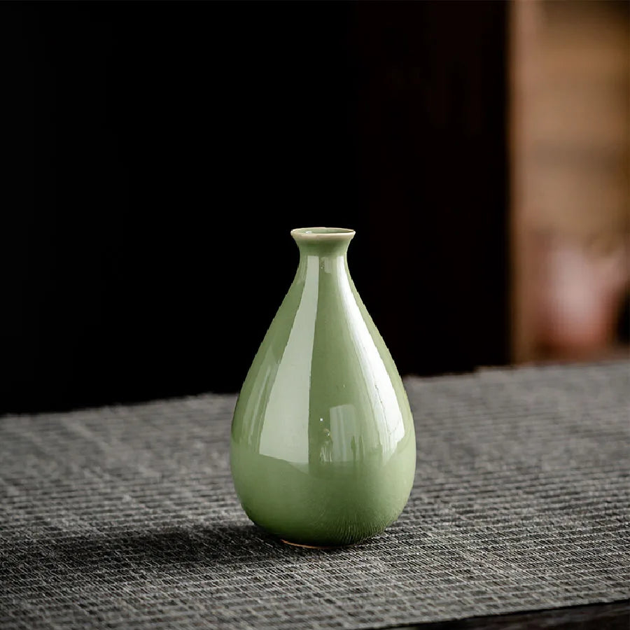 vases céramique vert moderne table décoration intérieur fleurs artificielles