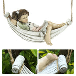 statue jardin résine enfant dormant hamac fille garçon beige blanc verte marron