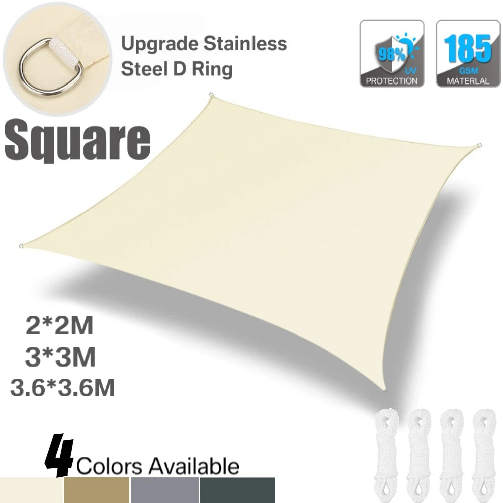 Voile d'ombrage carrée imperméable 3x3m bleu marine sur terrasse
