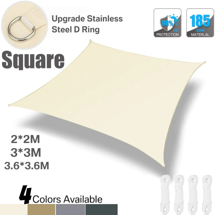Voile d'ombrage carrée imperméable 3x3m bleu marine sur terrasse