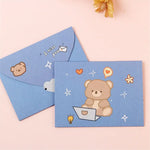 cartes postales anniversaire ours lapin dessins animés bleu rose violet mignon cartoon
