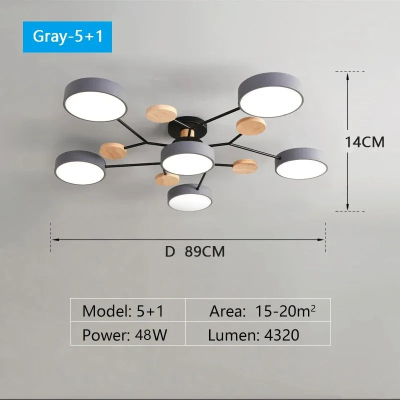 plafonnier led moderne gris bois clair suspension acrylique minimaliste 40w 3600lm 220v