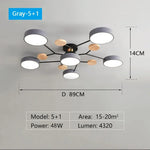 plafonnier led moderne gris bois clair suspension acrylique minimaliste 40w 3600lm 220v