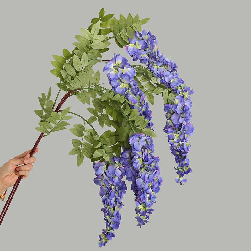 décoration intérieure guirlande fleurs artificielles bleu blanc rose vert naturel
