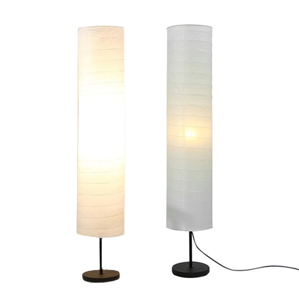 lampe sol moderne blanc rayures horizontales 94cm câble électrique base noire
