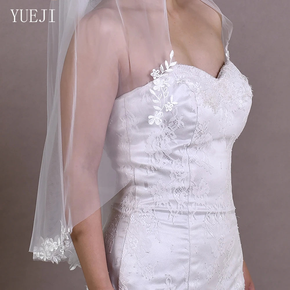 voile mariée blanc broderies florales classique monocouche translucide femme soirée