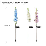 décoration extérieure fleurs lumineuses solaires jaune bleu rose violet piquet métallique moderne festive jardin