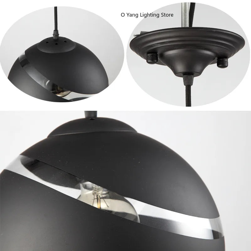 Suspension lumineuse moderne rayures cuivre noir ampoule câble chambre étude hallhôtel