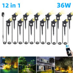 projecteurs led extérieurs modernes noirs 16 millions couleurs télécommande ip65 étanches 12 ensembles tringles