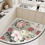 tapis cuisine acrylique antidérapant fleurs motifs floraux vintage beige vert rose blanc