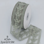 rubans dentelle fleurs vert clair rose pâle blanc vintage romantique polyester artisanat cheveux