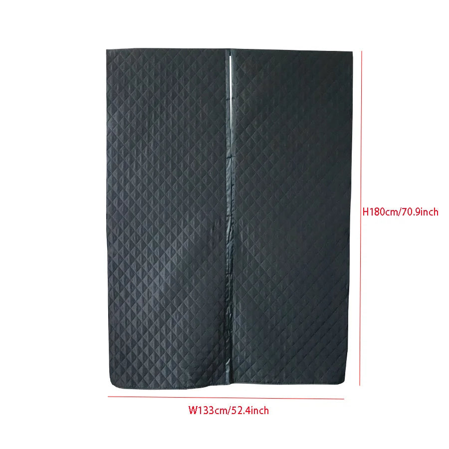 rideau porte isolation thermique impermeable noir quilté aimant adhesif h180cm w133cm moderne camping car