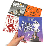 serviettes papier halloween motifs citrouille fantôme crâne main ensanglantée sorcière chauve souris cocktail