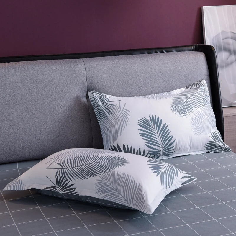 taies d'oreiller rectangulaires motif géométrique carreaux gris moderne 100% polyester 48x74cm enveloppe double inclusion