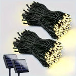 guirlande lumineuse solaire moderne 105ft 300led noir blanc filaments lumineux extérieur féerique patio jardin