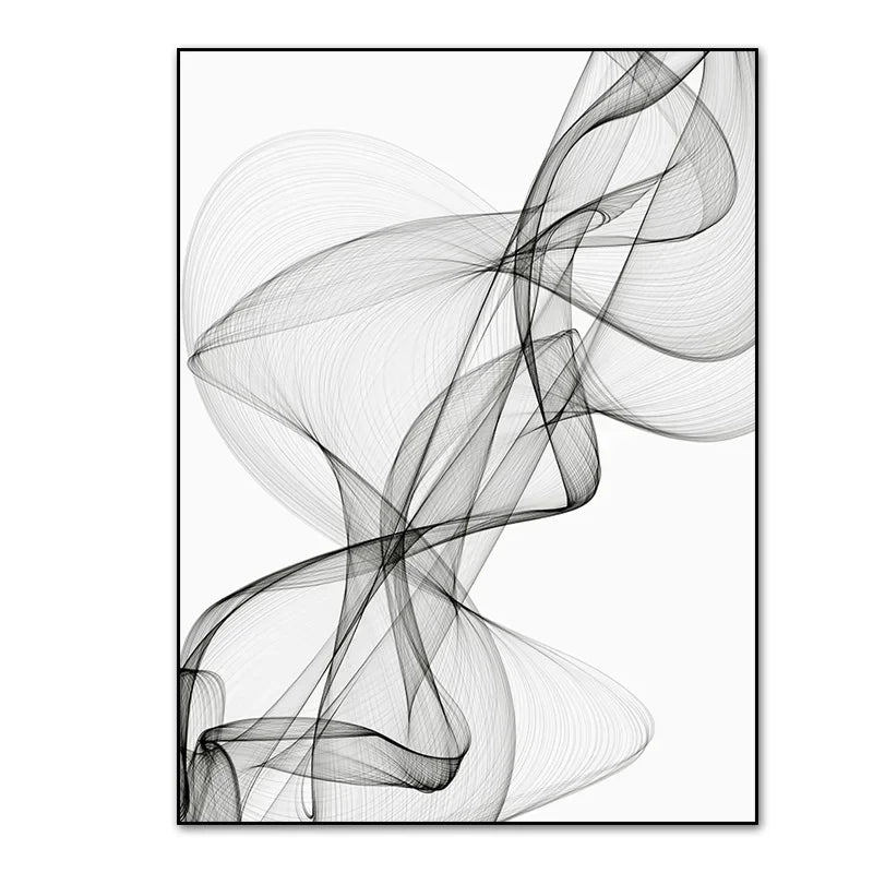 impressions toile abstraites moderne minimaliste noir blanc motifs ondulés nature morte decorationintérieur