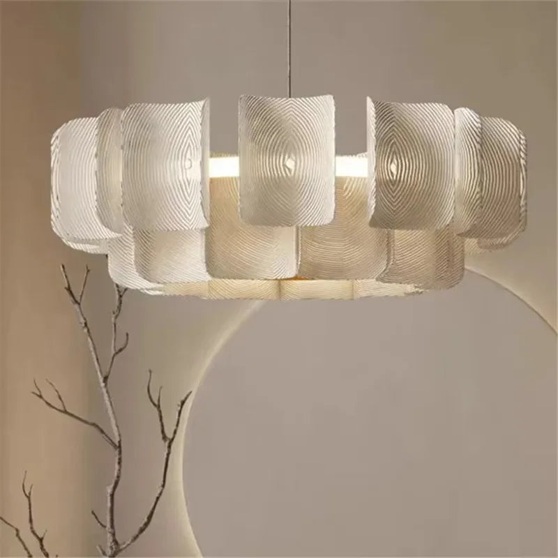 lampe suspendue blanche moderne rayures fines lampe acrylique câble électrique 90 260V sources lumineuses