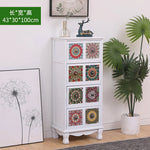 commode vintage rustique tiroirs floraux bois foncé organisateur chambre coucher bois massif