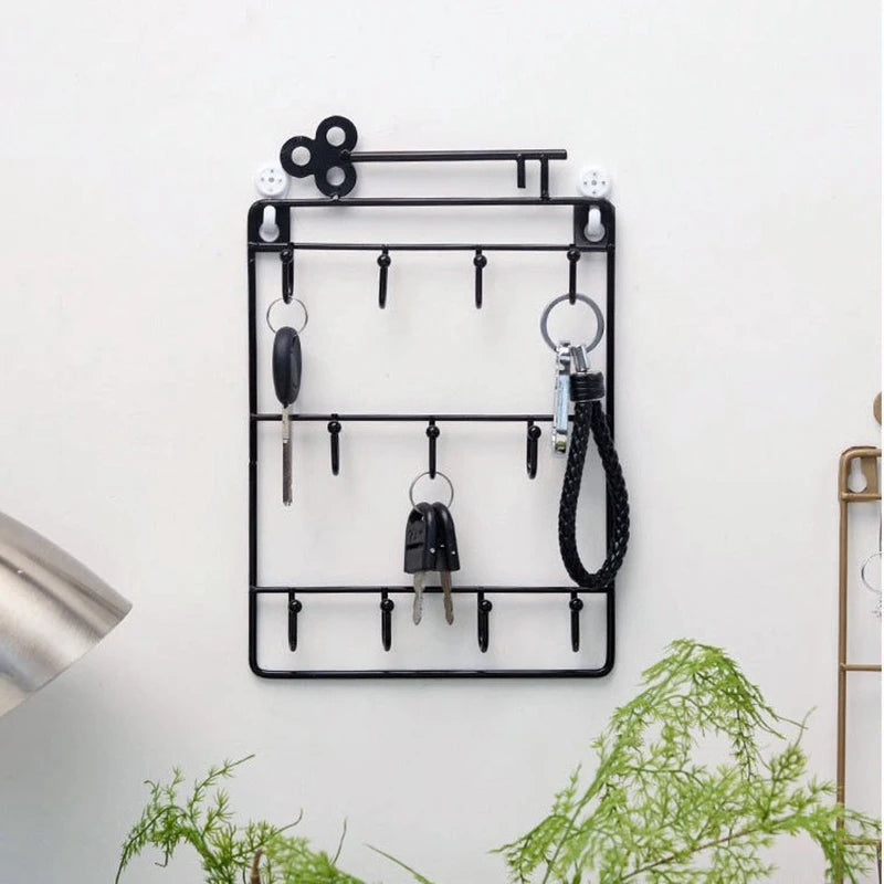 porte clés mural moderne noir blanc doré industriel vintage bijoux clés decoration minimaliste opaque