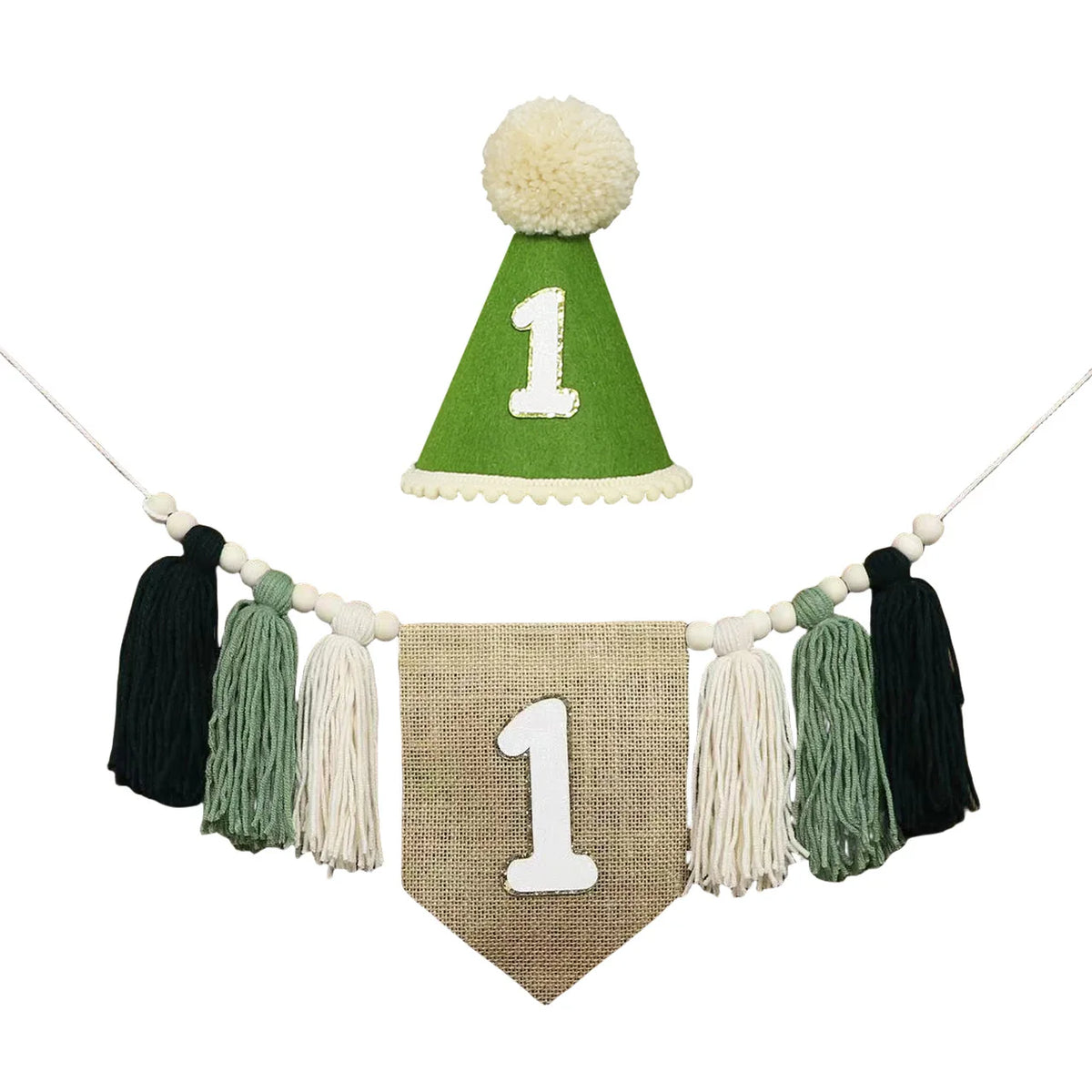 guirlande festivite couronne numerale deco chambre enfant motif pompon boho couleur neutre festive