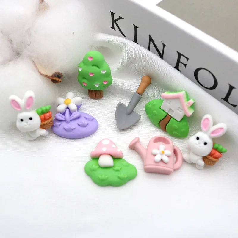 miniatures décoratives kawaii résine lapin coeurs champignons maison arrosoir carotte fleur enfants
