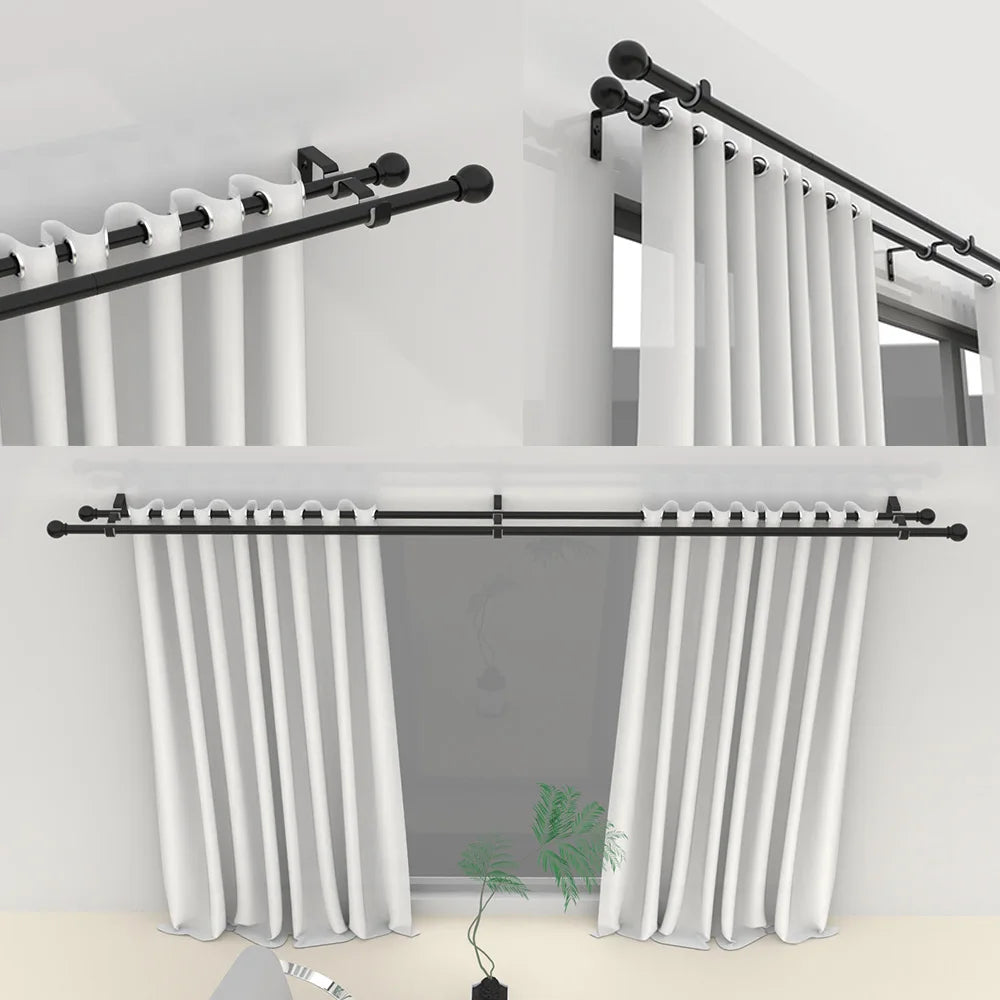 tige rideaux moderne noire réglable 60 147 pouces points clairs clips inclusion