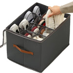 boîte rangement chaussures pliable transparente moderne poignées cuir gris conteneur organiser paires echangement gọnducible